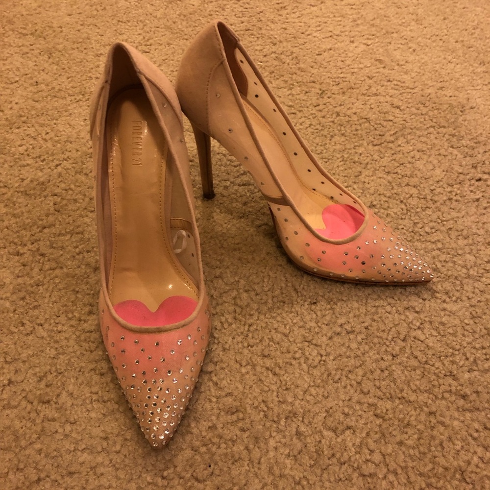 Forever21 Nude Mesh Sparkly Pumps